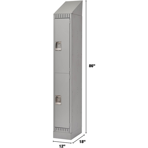 Lockers, 2 -tier, 12" x 18" x 86", Steel, Grey, Knocked Down D. Morneault & Fils