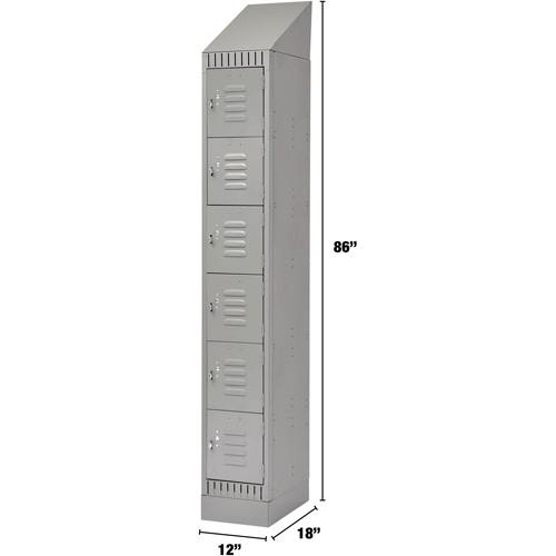 Lockers, 6 -tier, 12" x 18" x 86", Steel, Grey, Knocked Down D. Morneault & Fils