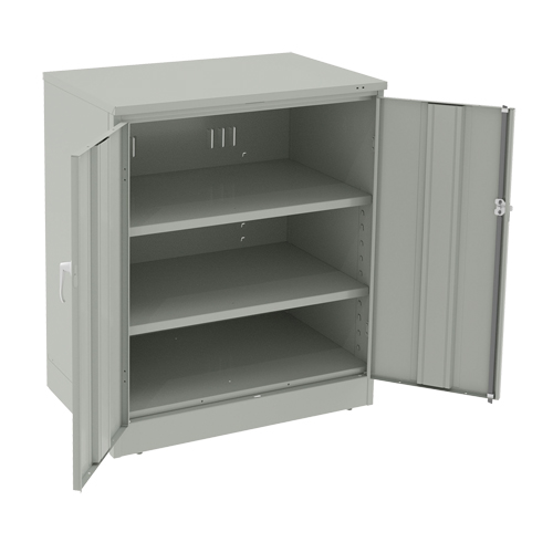 Deluxe Counter High Cabinet, Steel, 2 Shelves, 42" H x 36" W x 24" D, Light Grey D. Morneault & Fils