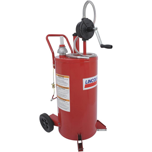 Chariot &agrave; carburant en acier de 25 gallons avec pompe rotative bidirectionnelle D. Morneault & Fils
