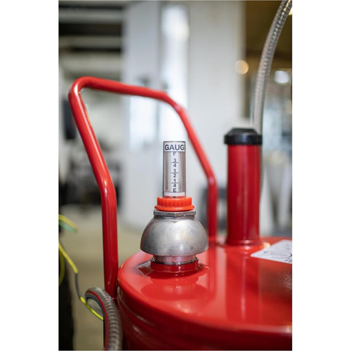 Chariot &agrave; carburant en acier de 25 gallons avec pompe rotative bidirectionnelle D. Morneault & Fils