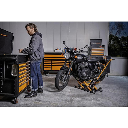 ATV and Motorcycle Jack, 0.75 Ton(s) Capacity, 4-2/3" Lowered, 14-1/2" Raised, Manual Hydraulic D. Morneault & Fils