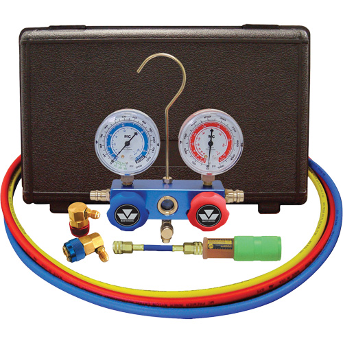 Automotive R134A 2-Way Manifold Gauge Set with Mini Dye Injector D. Morneault & Fils