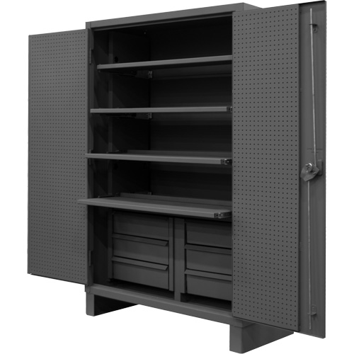 Armoire tr&egrave;s robuste avec tablettes coulissantes, Acier, 4 Tablettes, 78" h x 48" la x 24" P, Gris D. Morneault & Fils