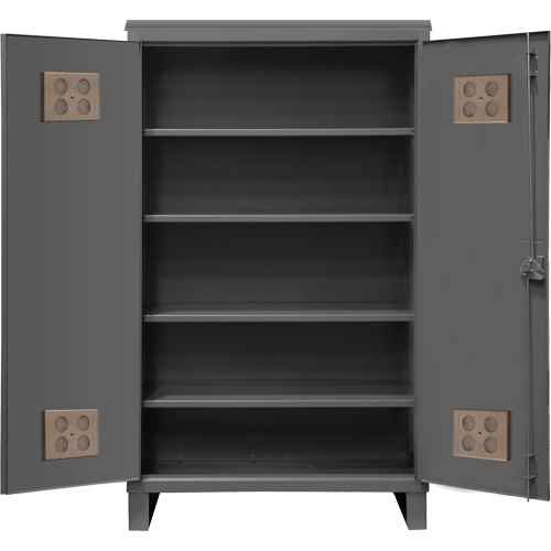 Armoire ext&eacute;rieure robuste, Acier, 4 Tablettes, 78" h x 48" la x 24" P, Gris D. Morneault & Fils