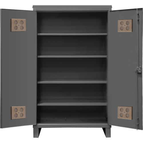 Armoire ext&eacute;rieure robuste, Acier, 4 Tablettes, 78" h x 60" la x 24" P, Gris D. Morneault & Fils