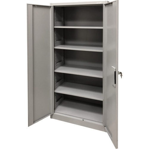 Armoire de rangement, Acier, 4 Tablettes, 78" h x 36" la x 24" P, Gris D. Morneault & Fils
