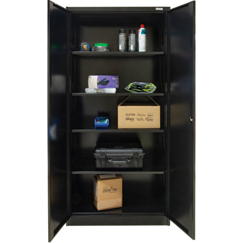 Armoire de rangement Hi-Boy, Acier, 4 Tablettes, 72" h x 36" la x 18" P, Noir D. Morneault & Fils