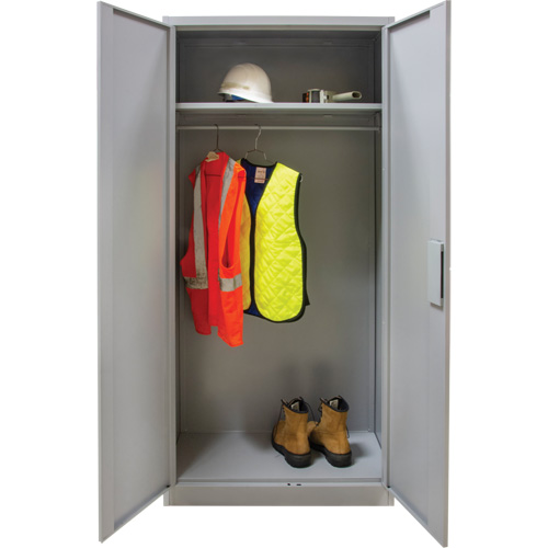 Wardrobe Storage Cabinet, Steel, 36" W x 18" D x 72" H, Grey D. Morneault & Fils