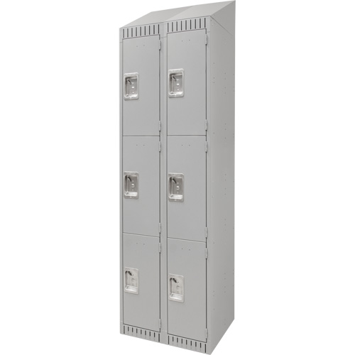 Casiers, 3 niveaux, Bloc de 2, 24" x 18" x 82", Acier, Gris, D&eacute;mont&eacute; D. Morneault & Fils