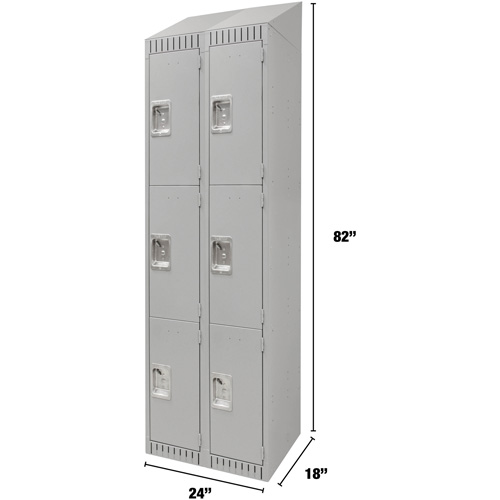 Casiers, 3 niveaux, Bloc de 2, 24" x 18" x 82", Acier, Gris, D&eacute;mont&eacute; D. Morneault & Fils