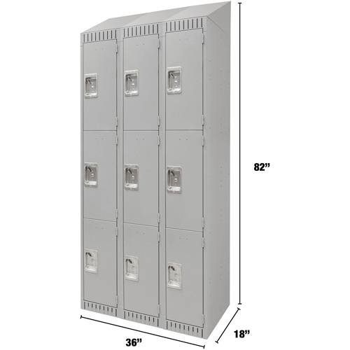 Casiers, 3 niveaux, Bloc de 3, 36" x 18" x 82", Acier, Gris, D&eacute;mont&eacute; D. Morneault & Fils