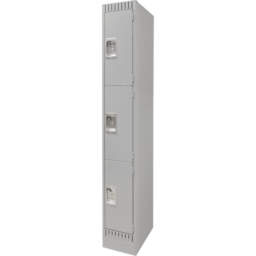 Lockers, 3 -tier, 12" x 18" x 76", Steel, Grey, Knocked Down D. Morneault & Fils