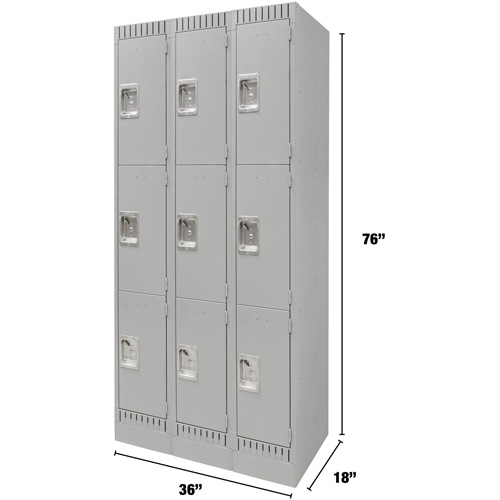 Casiers, 3 niveaux, Bloc de 3, 36" x 18" x 76", Acier, Gris, D&eacute;mont&eacute; D. Morneault & Fils