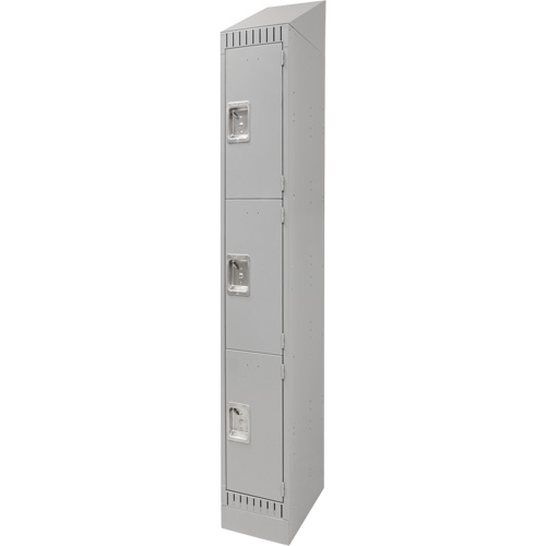 Lockers, 3 -tier, 12" x 18" x 86", Steel, Grey, Knocked Down D. Morneault & Fils