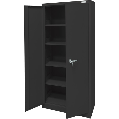Storage Cabinet, Steel, 4 Shelves, 66" H x 30" W x 15" D, Black D. Morneault & Fils