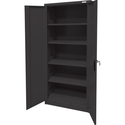 Storage Cabinet, Steel, 4 Shelves, 66" H x 30" W x 15" D, Black D. Morneault & Fils