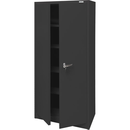 Storage Cabinet, Steel, 4 Shelves, 66" H x 30" W x 15" D, Black D. Morneault & Fils
