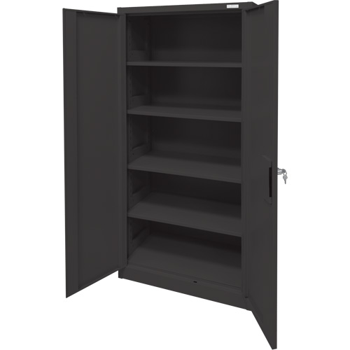 Armoire d'entreposage, Acier, 4 Tablettes, 78" h x 36" la x 24" P, Noir D. Morneault & Fils