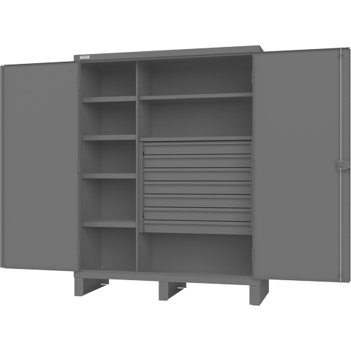 Wardrobe Cabinet with Standard Recessed Doors, Steel, 60" W x 24" D x 78" H, Grey D. Morneault & Fils