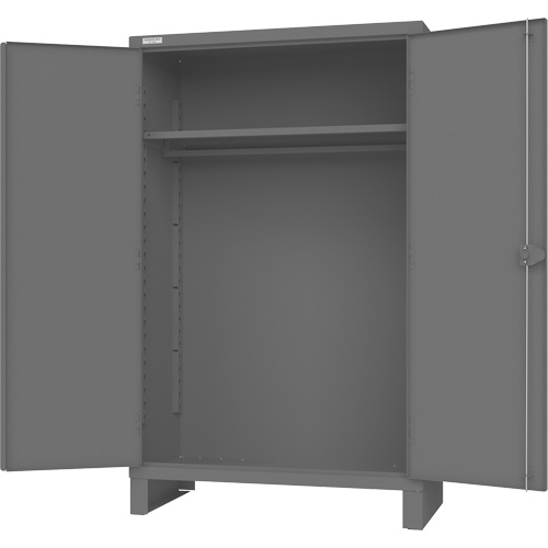 Armoire avec barre de suspension et portes encastr&eacute;es standards, Acier, 78" h x 48" la x 24" P, Gris D. Morneault & Fils