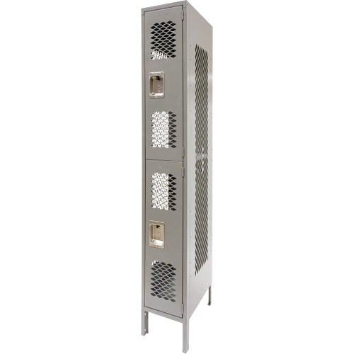 Casiers ventil&eacute;s, 2 niveaux, 12" x 18" x 78", Acier, Gris, D&eacute;mont&eacute;, Perfor&eacute; D. Morneault & Fils
