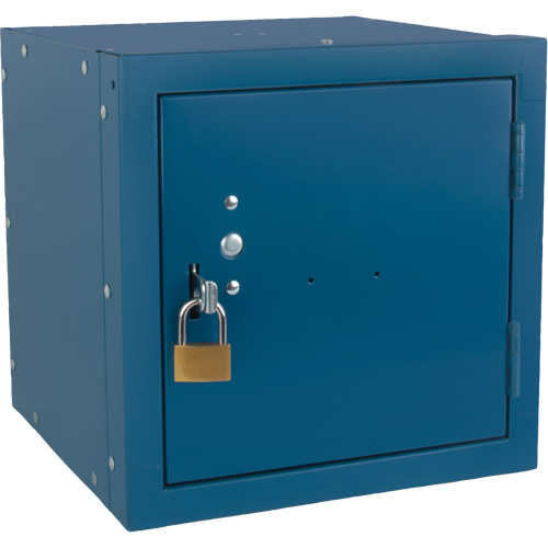 Casier cubique empilable, 12" x 12" x 12", Acier, Bleu, D&eacute;mont&eacute; D. Morneault & Fils