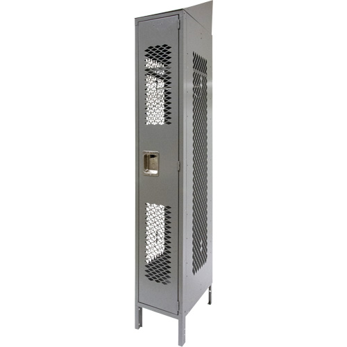 Vented Lockers, 12" x 18" x 88", Steel, Grey, Knocked Down, Perforated D. Morneault & Fils