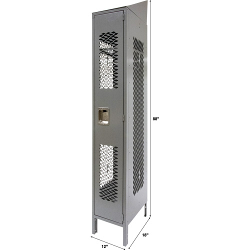 Vented Lockers, 12" x 18" x 88", Steel, Grey, Knocked Down, Perforated D. Morneault & Fils