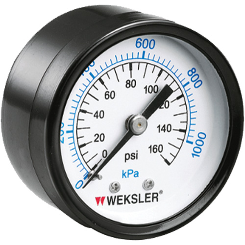 Dry Pressure Gauge, 1-1/2" , 0 - 160 psi, Back Mount, Analogue D. Morneault & Fils