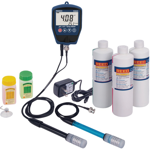 R3525 pH/mV Meter with ORP Electrode, pH/Conductivity Solutions & Power Adapter Kit D. Morneault & Fils