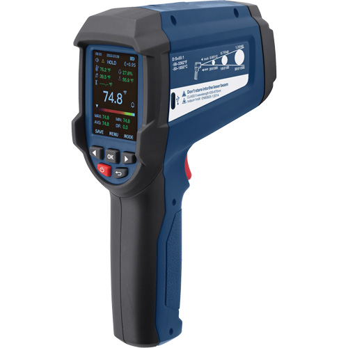 Professional Infrared Thermometer with Integrated Type K Thermocouple, -58 - 3362°F (-50 - 1850°C), 55:1, Adjustable Emmissivity D. Morneault & Fils