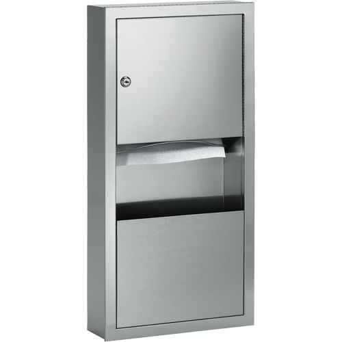Combination Towel Dispenser with Waste Receptacle, Manual, 14" W x 4" D x 28" H D. Morneault & Fils