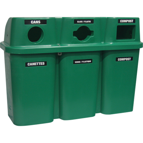 Recycling Containers Bullseye, Curbside, Plastic, 3 x 22 US Gal. D. Morneault & Fils
