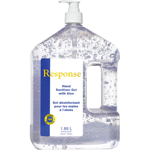 Response&reg; Hand Sanitizer Gel with Aloe, 1890 ml, Pump Bottle, 70% Alcohol D. Morneault & Fils