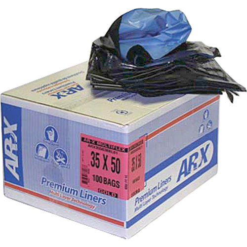 Premium Liners, 2X Strong, 26" W x 36" L, Black, 64.35 L (17 Gal.) Capacity D. Morneault & Fils