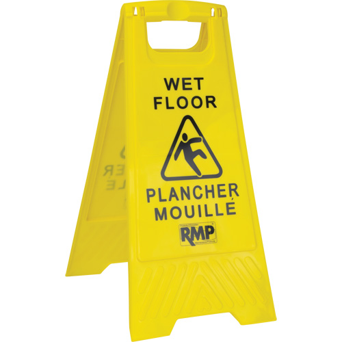 Safety Wet Floor Sign, Bilingual with Pictogram D. Morneault & Fils