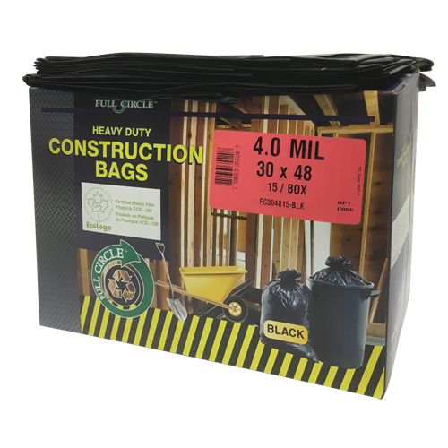 Sacs pour d&eacute;chets pour entrepreneurs, Fort, 30" la x 48" lo, 4 mils, Noir, Capacit&eacute; 124,91 L (33 gal.) D. Morneault & Fils