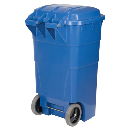 Roll Out Recycling Bin, Curbside, Polyethylene, 65 US gal. D. Morneault & Fils