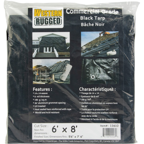 B&acirc;che, Usage industriel l&eacute;ger, Noir, 6' x 8' x 8 mils D. Morneault & Fils