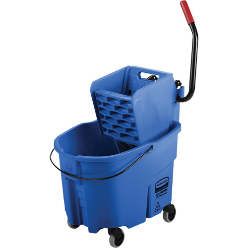 Ensemble de seau pour vadrouille et essoreuse WaveBrake, Pression lat&eacute;rale, 8,75 gal. US (35 pintes), Bleu D. Morneault & Fils
