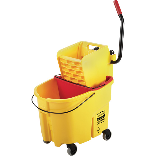 Ensemble de seau pour vadrouille et essoreuse WaveBrake, Pression lat&eacute;rale, 8,75 gal. US (35 pintes), Jaune D. Morneault & Fils