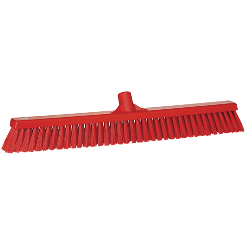 Combo Bristle Push Broom, Coarse/Fine Bristles, 24-1/2", Polyester, Red D. Morneault & Fils