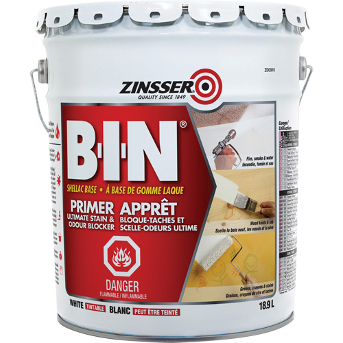 Appr&ecirc;t-scellant &agrave; base de gomme-laque B-I-N, 18,9 L, Seau, Blanc teintable D. Morneault & Fils