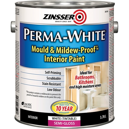 Perma-White&reg; Mold & Mildew-Proof Interior Paint, 3.78 L, Gallon, White D. Morneault & Fils