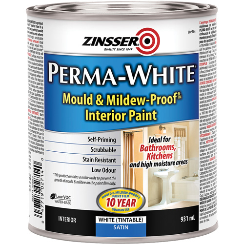 Peinture int&eacute;rieure Mold & Mildew-Proof Perma-White, 931 ml, Canette, Blanc D. Morneault & Fils