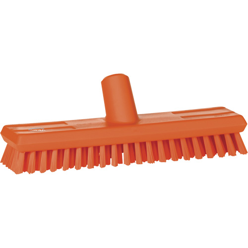 Brosse lave-pont aliment&eacute;e en eau, Crins Extra-ferme, 10-3/4", Polyester, Orange D. Morneault & Fils