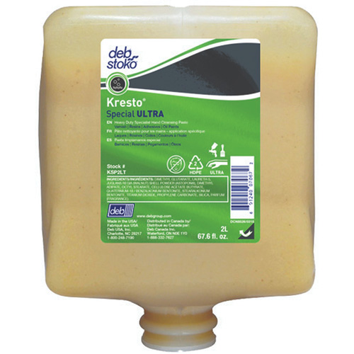 Recharge de nettoyant pour les mains Kresto Special Ultra, P&acirc;te, 2 L, Cartouche en plastique, Fraîcheur D. Morneault & Fils