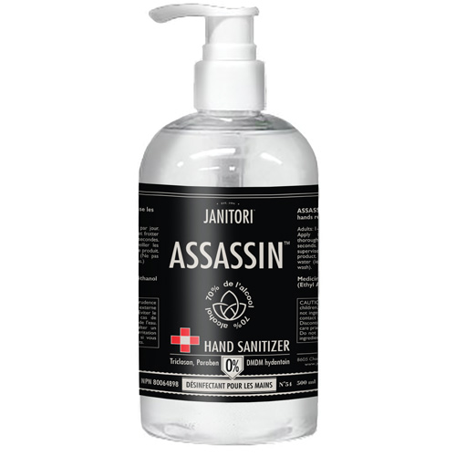 54 Assassin Hand Sanitizer, 500 ml, Pump Bottle, 70% Alcohol D. Morneault & Fils