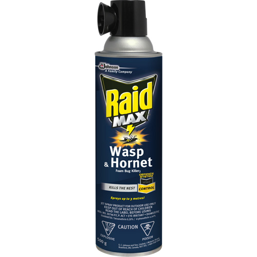 Mousse insecticide contre les gu&ecirc;pes et les frelons Raid Max, 500 g, Canette a&eacute;rosol, &agrave; base de solvant D. Morneault & Fils